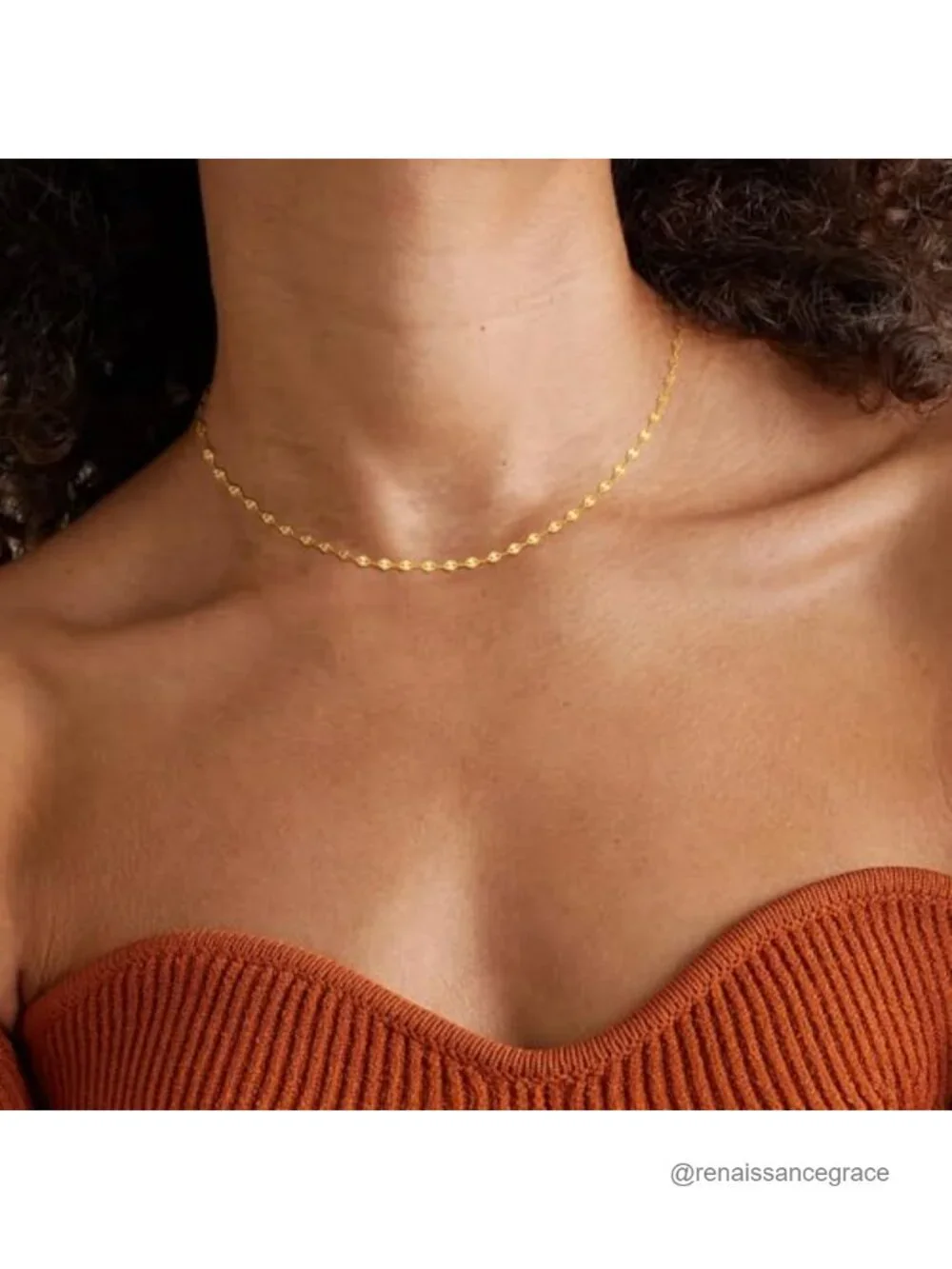 925 Sterling Silver Lip Link Chain Necklace, 16 Inch Gold Plated Hypoallergenic